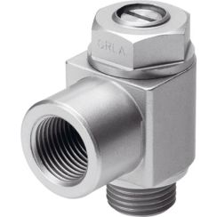 Flow Control Valve, Port Mounted, M5 Threads, Recessed Adjustment Screw