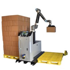 EasyPalletizer-Pro Cobot Palletizing System, Includes Base, 1200mm Fixed Pedestal, UR20 Cobot, 120VAC, 1ph, Teach Pendant (3PE), Pallet Rails, Safety PLC, Pallet &amp; Case Sensors, LED Indication Bars, Muting Buttons, Pally Software CAP, purchase EOAT se